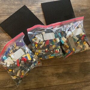 Lego Mixed Bricks and Plates - Black, Red, Yellow, Blue, Gray, White